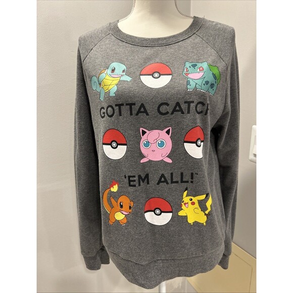 Pokemon Sweatshirt Gotta Catch 'Em All Mighty Fine Grey Shirt Size Small - Picture 1 of 3